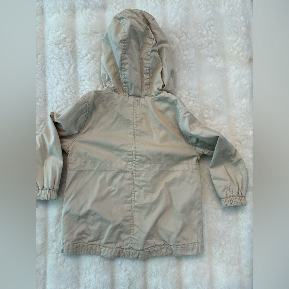 Toddler girl twill beige Tan Hooded Jacket - Picture 4 of 5